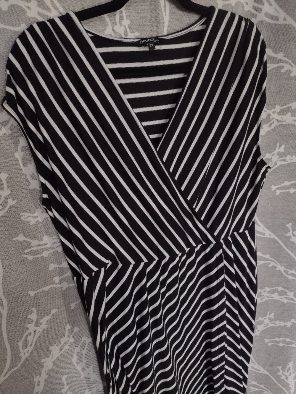 George Striped Faux Wrap Midi Dress